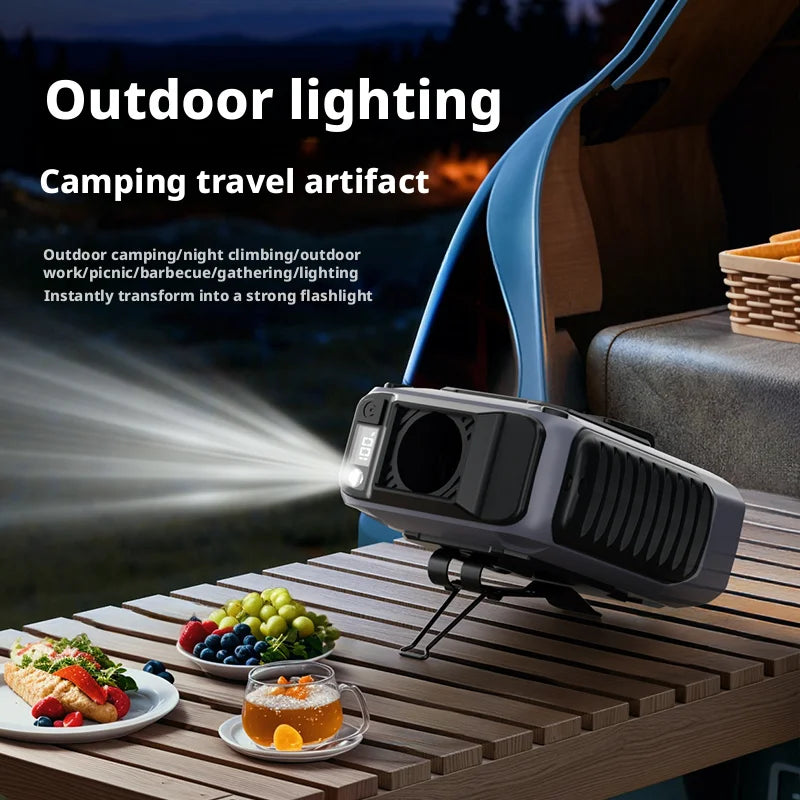 BreezeClip Pro used at night with built-in LED light