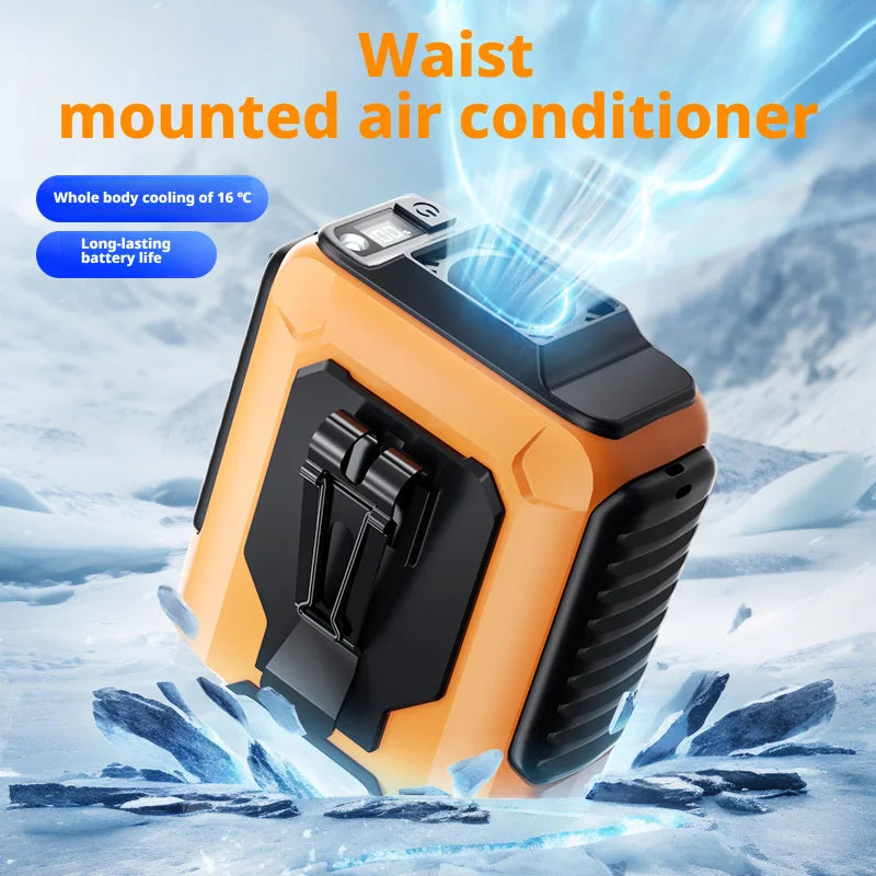 BreezeClip Pro fan in orange color showing USB charging port