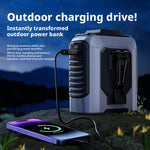 BreezeClip Pro 10000mAh power bank charging a phone outdoors